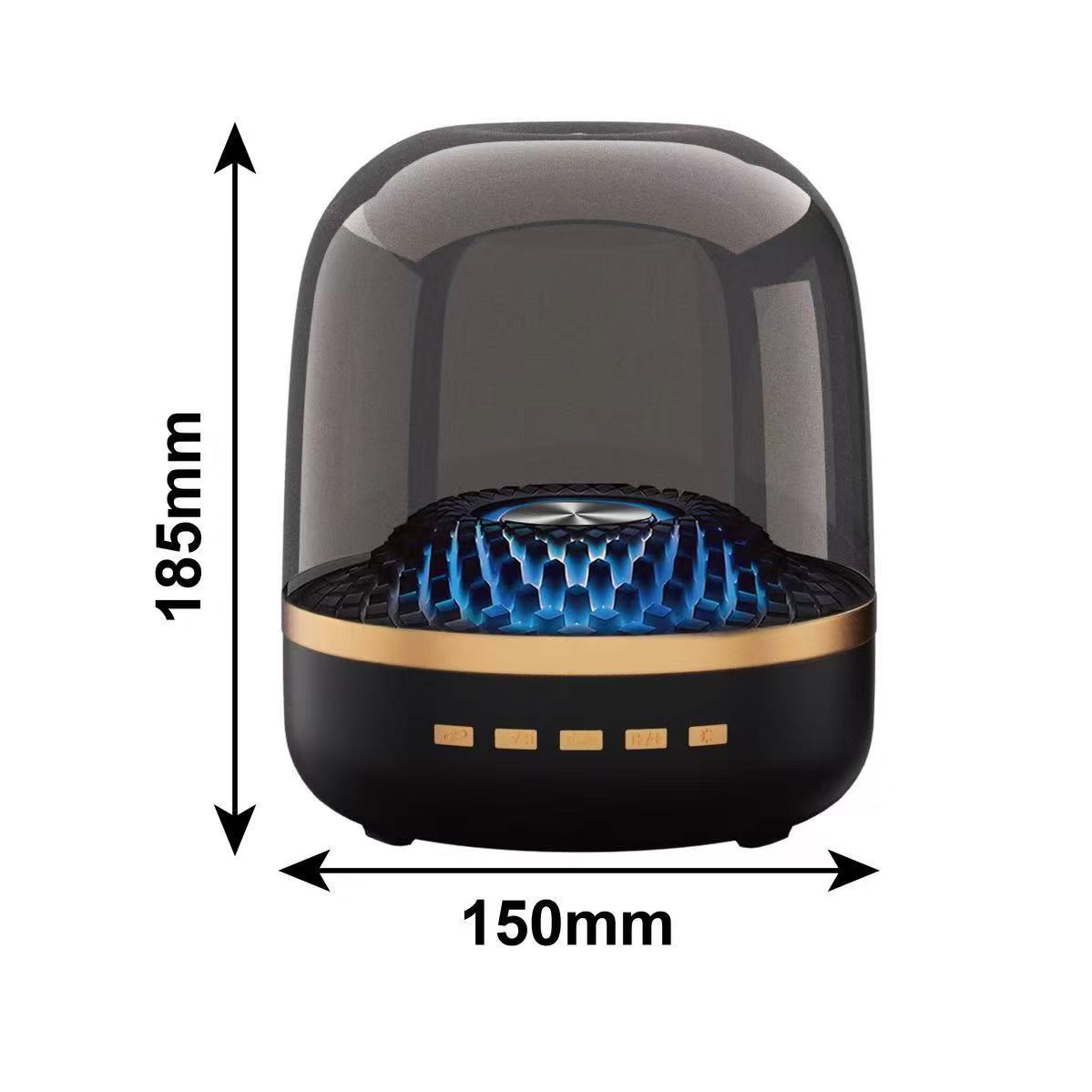 Glass 4th generation Bluetooth speaker, wireless subwoofer, Black Gold Classic Bluetooth digital dormitory