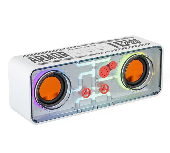 Dual speaker transparent Mecha wireless Bluetooth speaker dazzling light small steel cannon