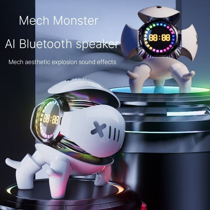 Mech Monster AI Intelligent Cool Bluetooth Audio Clock Alarm Clock High Quality Desktop Clock Ornament