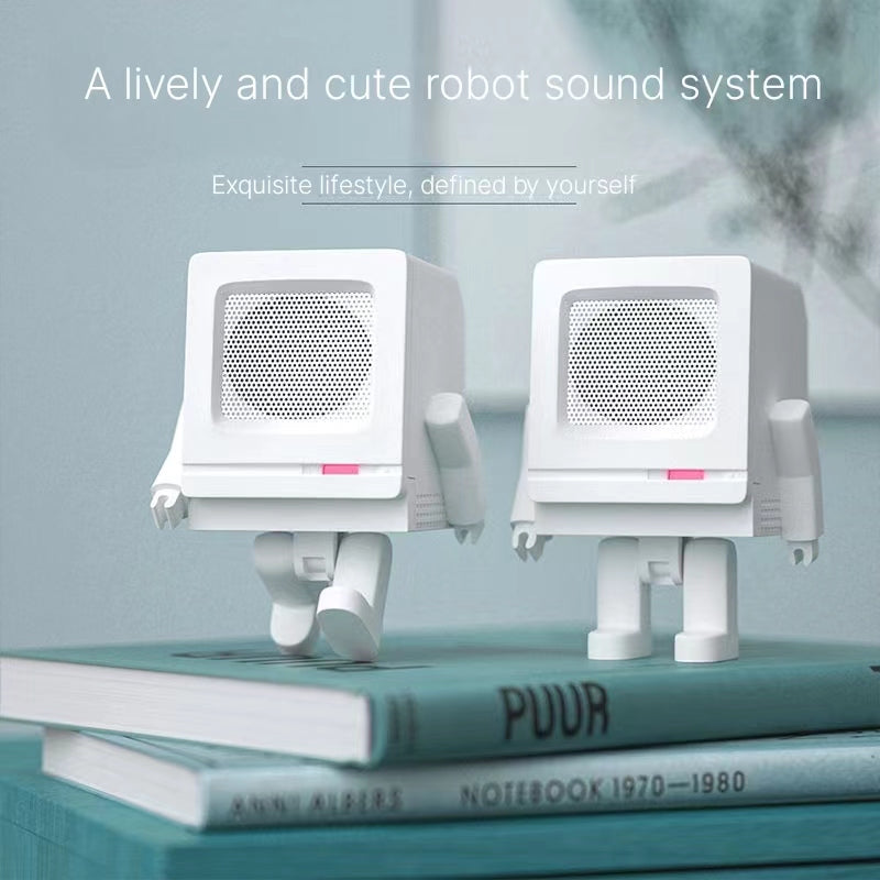 Mini robot Bluetooth audio small speaker wireless subwoofer network red portable new HIFI