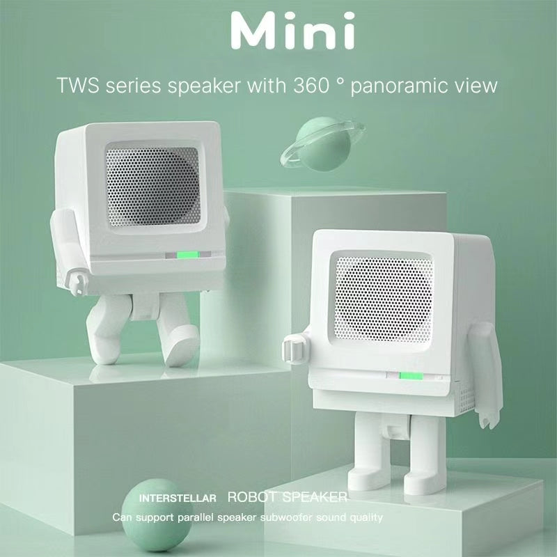 Mini robot Bluetooth audio small speaker wireless subwoofer network red portable new HIFI