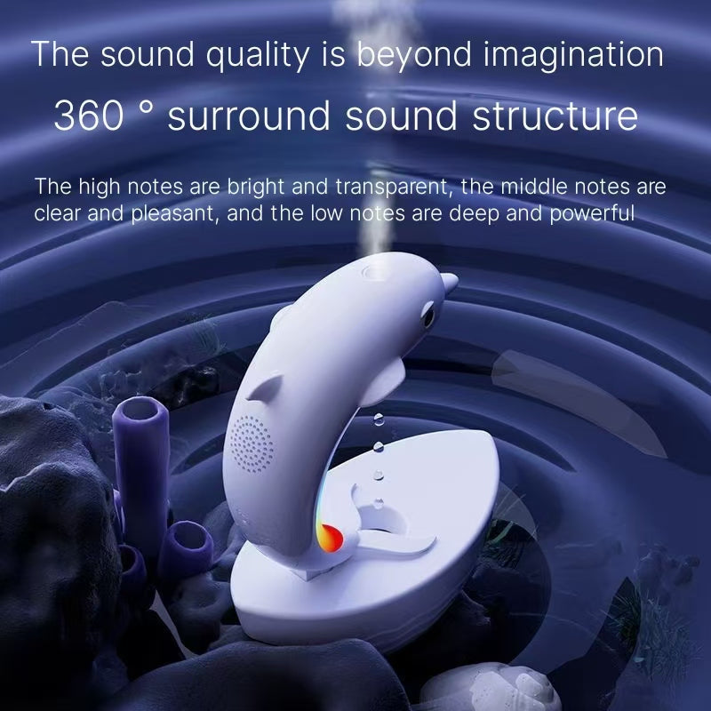 2024 New Dolphin Anti gravity Humidifier Bedroom Home Quiet Water Drops Backflow Bluetooth Colorful spray Atmosphere