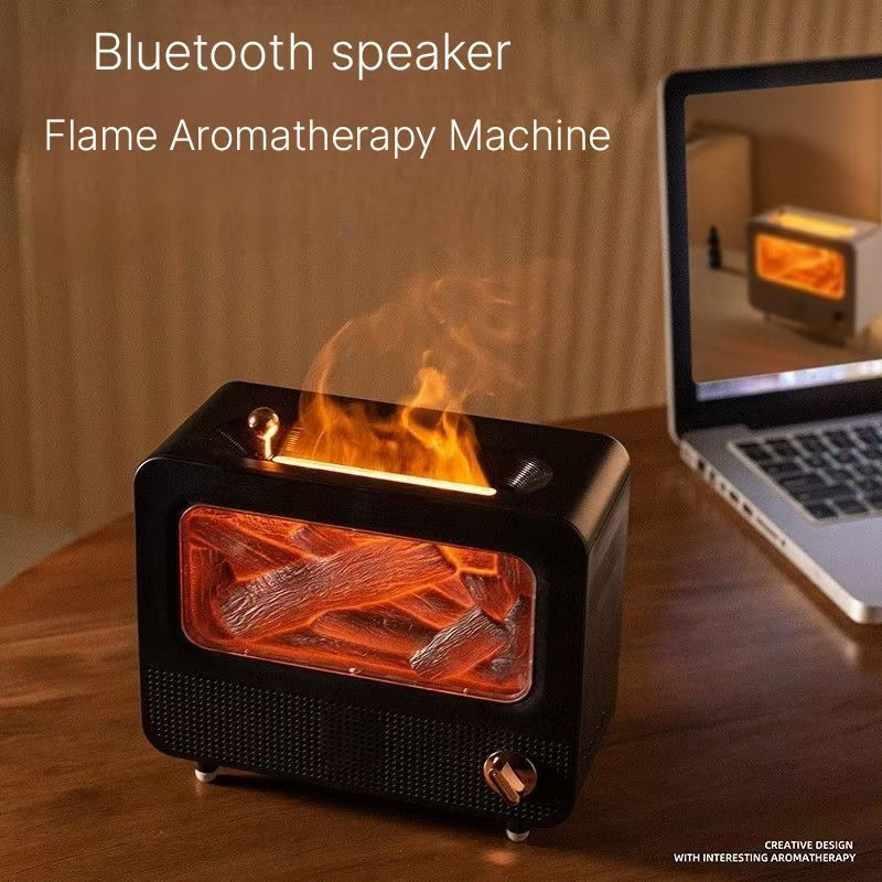 Bluetooth Speaker Retro Flame Aromatherapy Machine 3D Simulation Fireplace High Quality Living Room Bedroom Desktop Air Humidifier