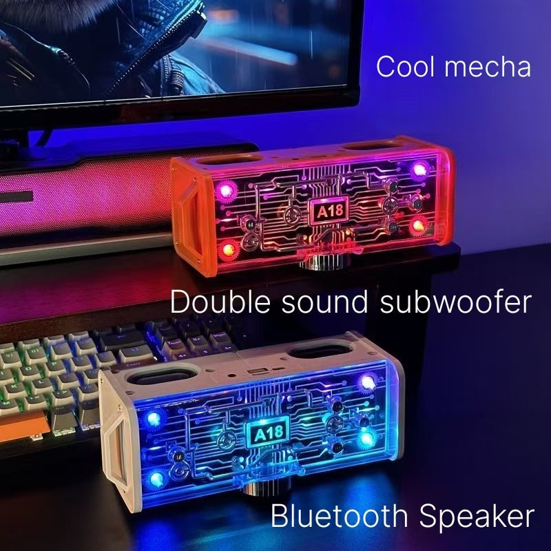 Cool mecha Bluetooth transparent speaker wireless speaker dual diaphragm subwoofer home desktop computer audio volume