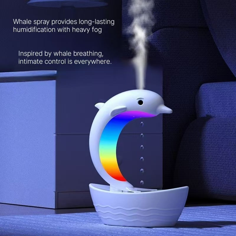 2024 New Dolphin Anti gravity Humidifier Bedroom Home Quiet Water Drops Backflow Bluetooth Colorful spray Atmosphere