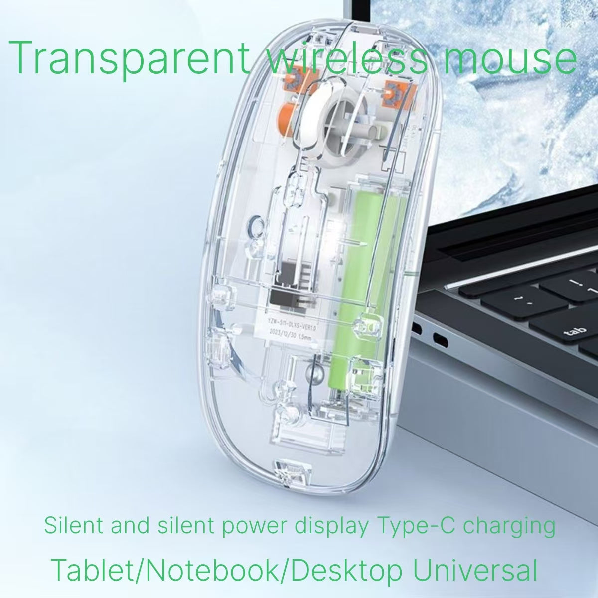 Desktop computer, laptop, office games, wireless Bluetooth charging, dual-mode crystal transparent version, silent mouse