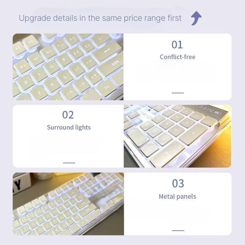 Office high-value wireless Bluetooth silent backlight intelligent tactile mechanical keyboard