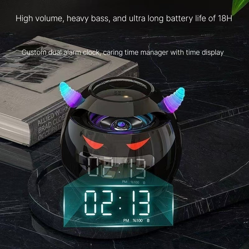 AI intelligent demon Bluetooth speaker, student alarm clock, multifunctional wireless speaker, plug-in electronic alarm clock, subwoofer