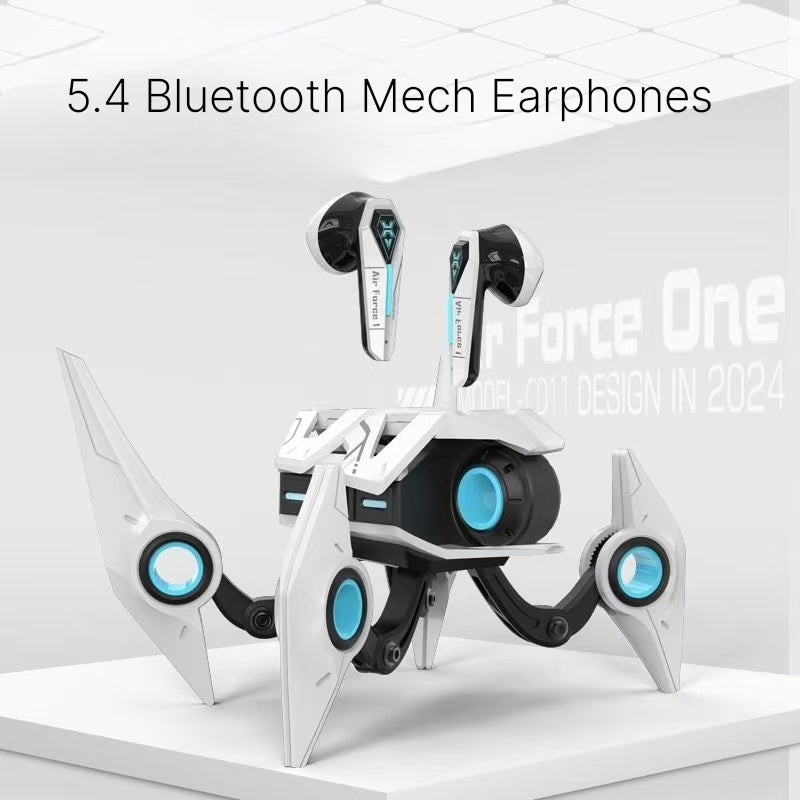 2024 Cool Mech Style Esports Earphones Bluetooth Wireless Dual Ear Ultra Long Endurance Men's Mini Games Sports