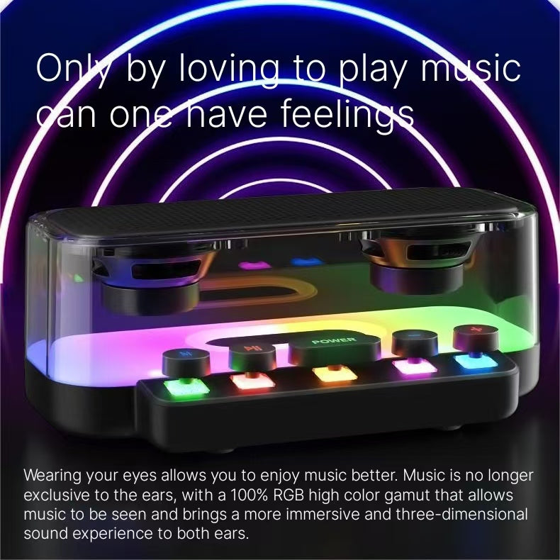 Home Colorful Glass Bluetooth Speaker 3D subwoofer with super large volume, high quality, and long battery life