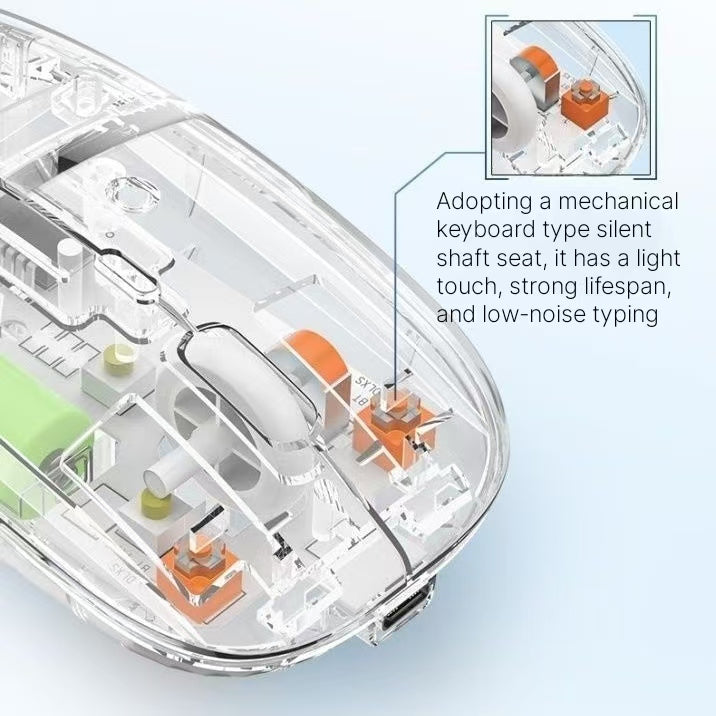 Desktop computer, laptop, office games, wireless Bluetooth charging, dual-mode crystal transparent version, silent mouse