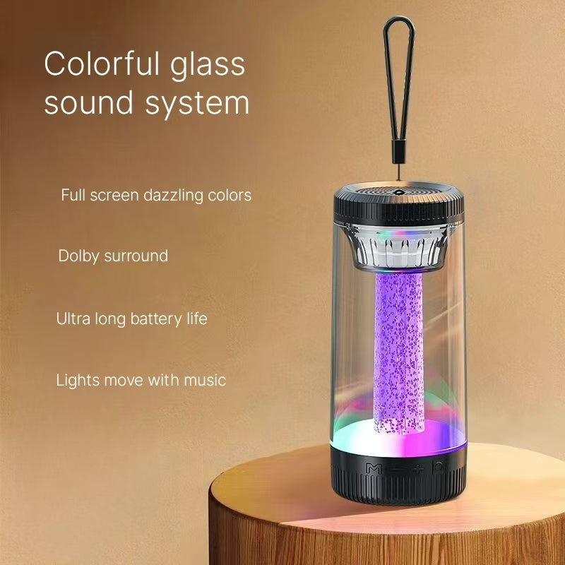 2024 New High Beauty Glass Bluetooth Speaker, Bedroom Bass Cannon, Colorful Atmosphere Lighting, High Sound Quality, Large Volume