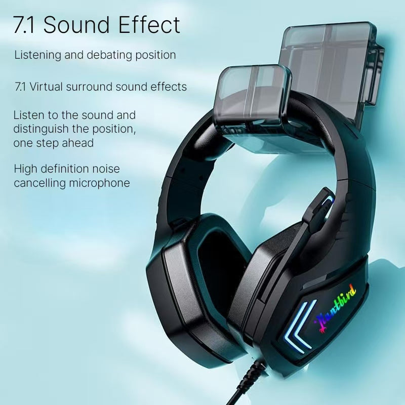 Wireless 2.4G Bluetooth dual-mode gaming headset with RGB lighting, computer and mobile phone for esports, chicken eating headset with microphone