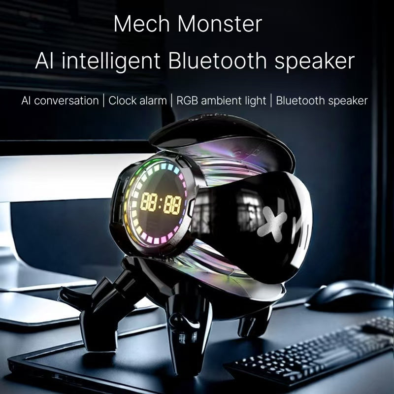 Mech Monster AI Intelligent Cool Bluetooth Audio Clock Alarm Clock High Quality Desktop Clock Ornament