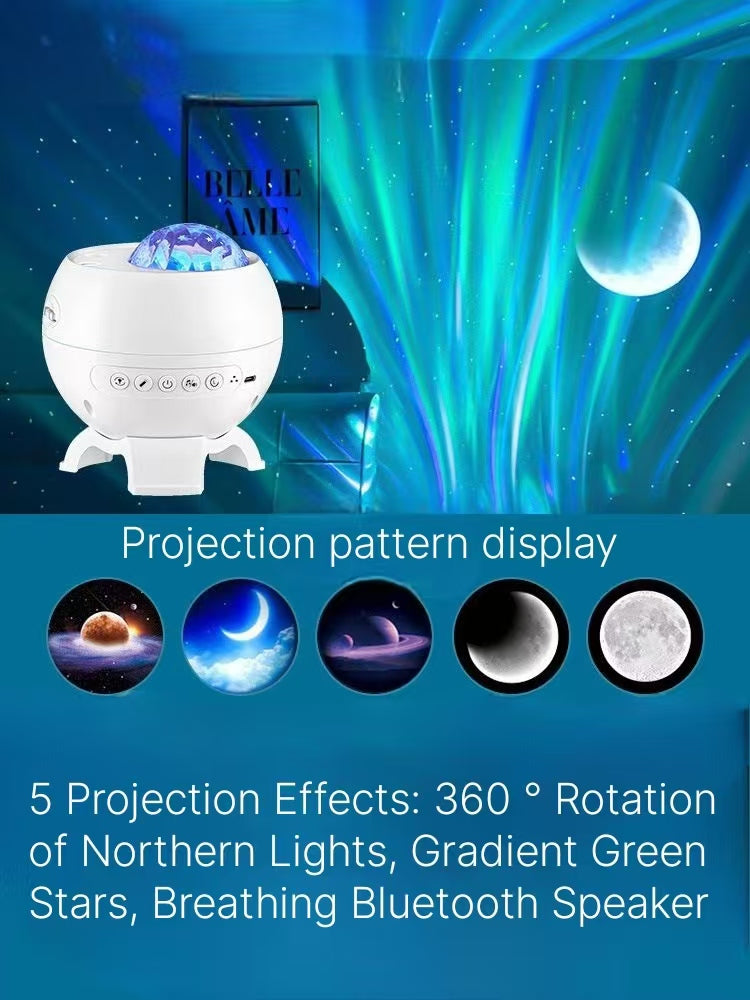 Aurora Borealis Starry Sky Light Projector Starry Sky Room Master Bedroom Romantic Atmosphere Nightlight Bluetooth Speaker