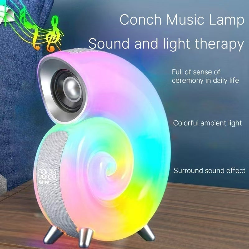 Mobile speaker, wireless conch charging, Bluetooth smart speaker, colorful atmosphere, colorful alarm clock, Bluetooth speaker