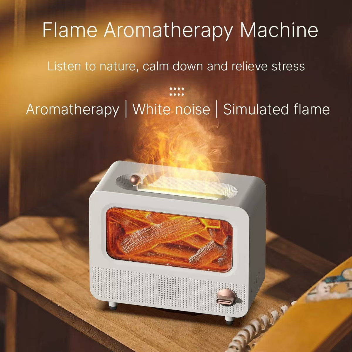 Bluetooth Speaker Retro Flame Aromatherapy Machine 3D Simulation Fireplace High Quality Living Room Bedroom Desktop Air Humidifier