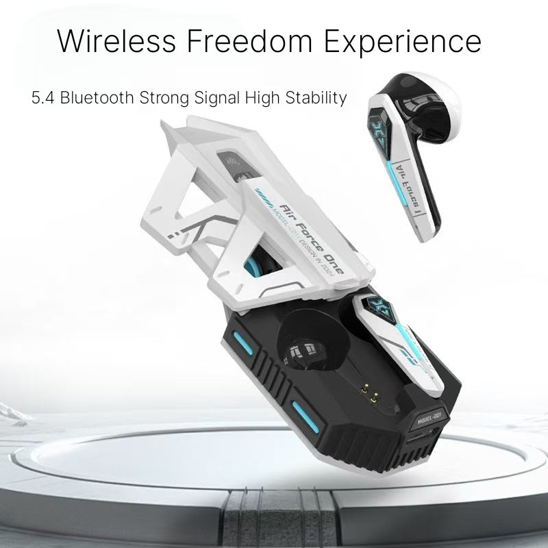 2024 Cool Mech Style Esports Earphones Bluetooth Wireless Dual Ear Ultra Long Endurance Men's Mini Games Sports