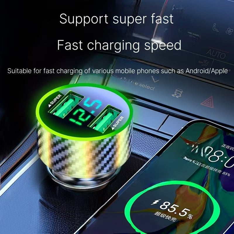 Dual port car phone charger, super fast charging, Apple Android car, one to two cigarette lighter, flash charging head