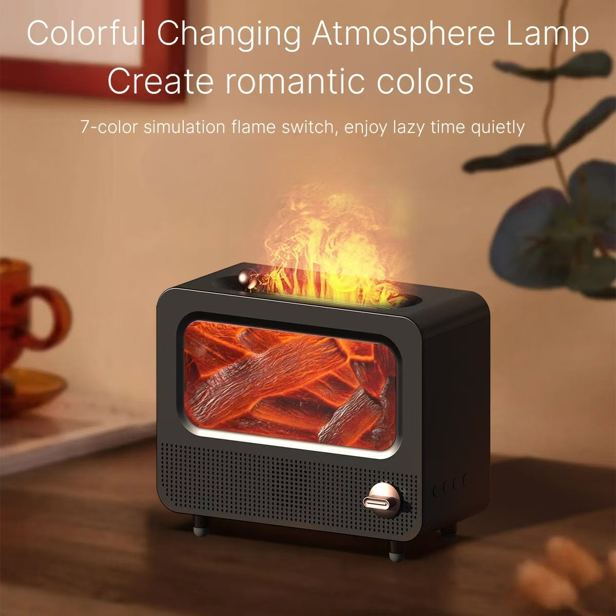 Bluetooth Speaker Retro Flame Aromatherapy Machine 3D Simulation Fireplace High Quality Living Room Bedroom Desktop Air Humidifier