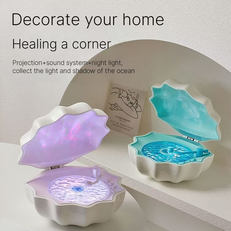 Shell Bluetooth speaker, ambient light projection, high-value decoration, high-end gift for boys and girls' birthdays, creative idea