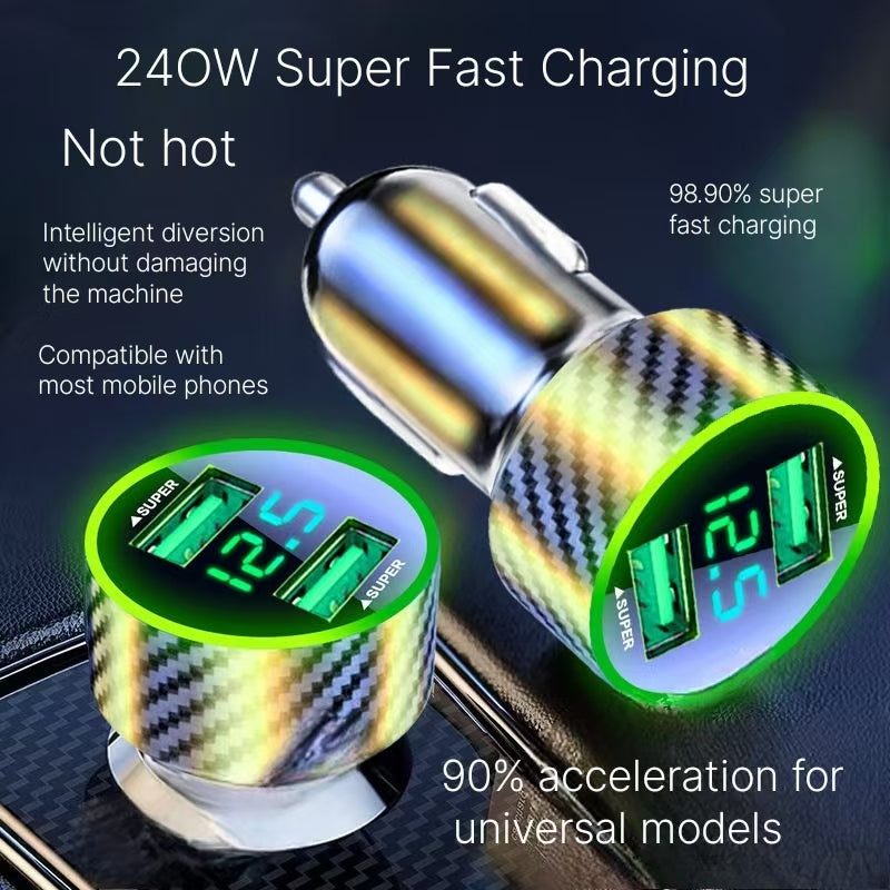 Dual port car phone charger, super fast charging, Apple Android car, one to two cigarette lighter, flash charging head