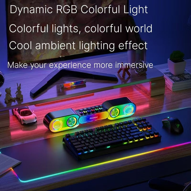 Desktop computer audio mirror Bluetooth speaker, home desktop subwoofer, e-sports game, cool RGB lighting effect