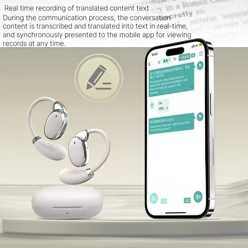 AI intelligent new travel translation headphones noise reduction wireless Bluetooth multi language conference