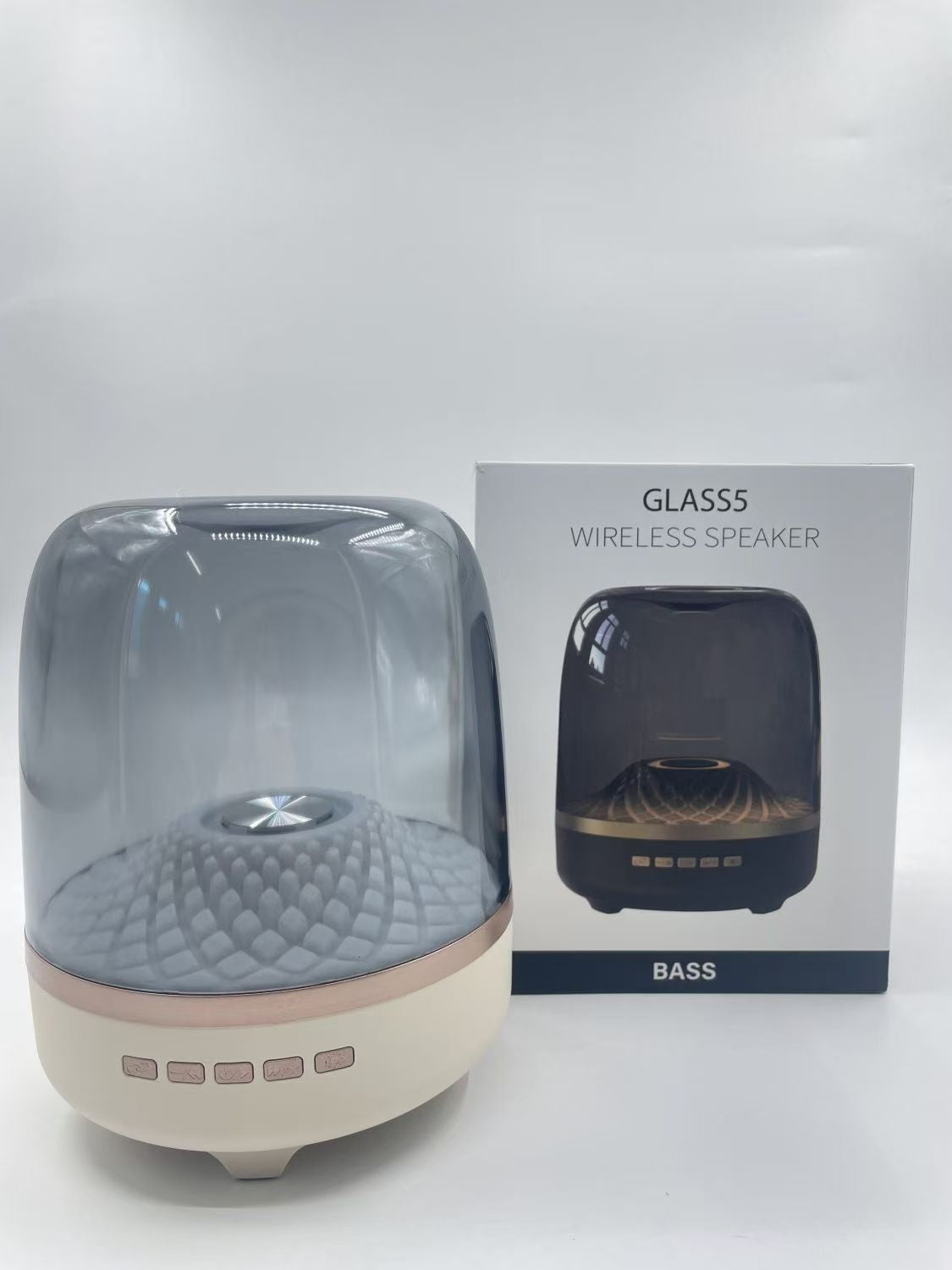 Glass 4th generation Bluetooth speaker, wireless subwoofer, Black Gold Classic Bluetooth digital dormitory