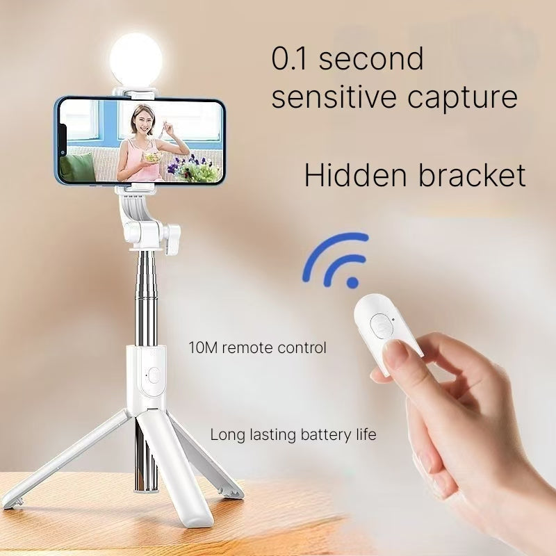 2024 new mobile selfie stick tripod handheld floor folding travel Bluetooth remote control selfie gadget portable