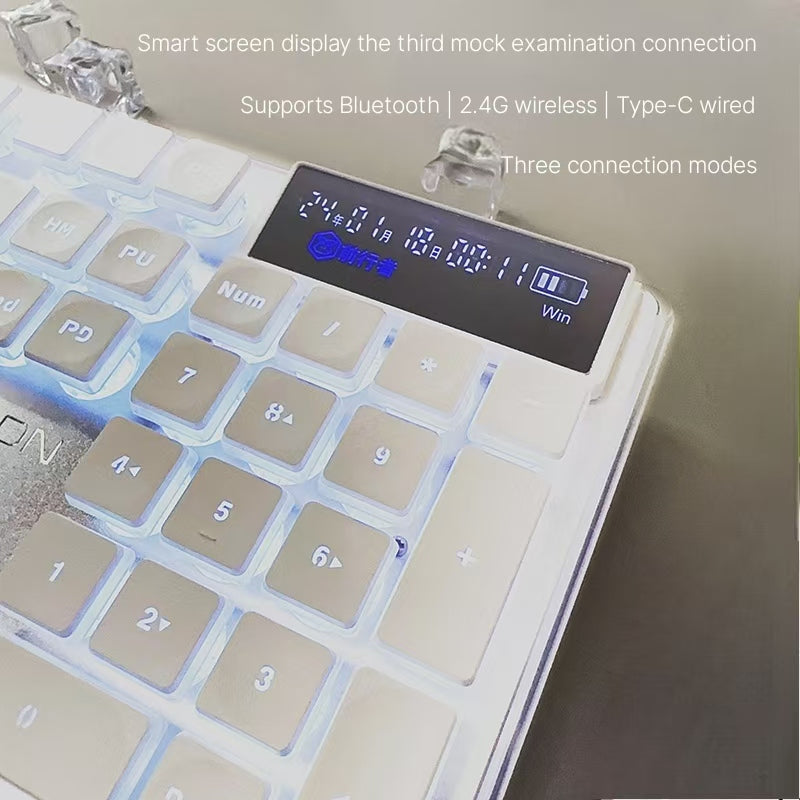 Office high-value wireless Bluetooth silent backlight intelligent tactile mechanical keyboard