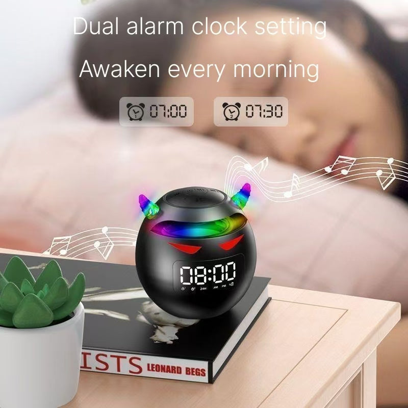 AI intelligent demon Bluetooth speaker, student alarm clock, multifunctional wireless speaker, plug-in electronic alarm clock, subwoofer