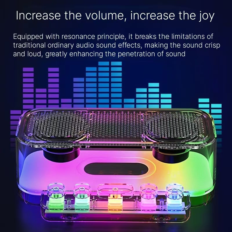 Home Colorful Glass Bluetooth Speaker 3D subwoofer with super large volume, high quality, and long battery life