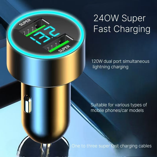 Dual port car phone charger, super fast charging, Apple Android car, one to two cigarette lighter, flash charging head