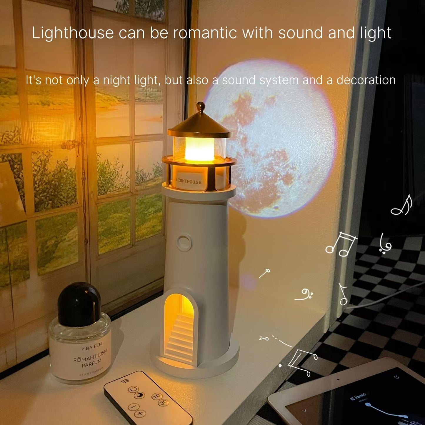 Creative Moonlight Lighthouse Bluetooth Speaker Dormitory Desktop Decoration for Men's Birthday Gifts for Girls, Exclusive and Premium