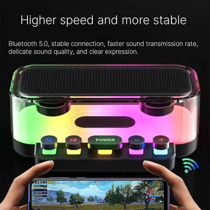 Home Colorful Glass Bluetooth Speaker 3D subwoofer with super large volume, high quality, and long battery life