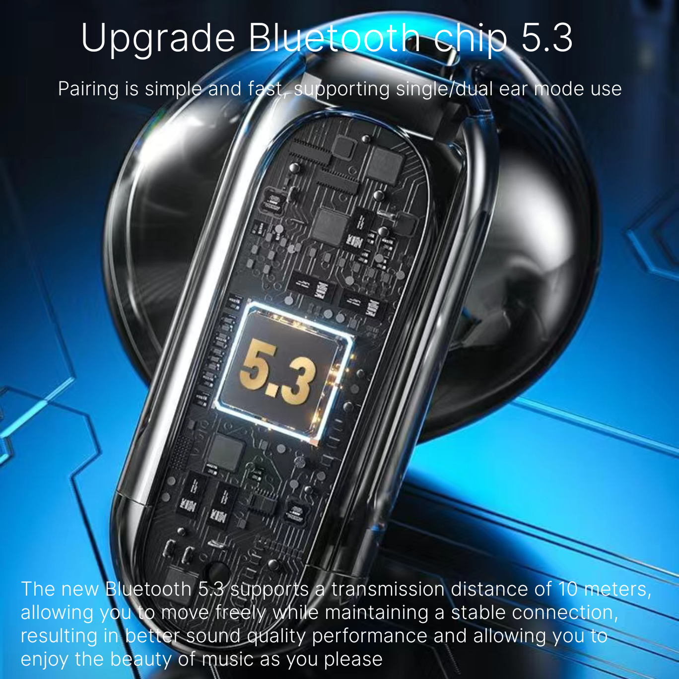 Creative decompression Bluetooth earphones for esports games, true wireless earphones with 5.3 fingertip gyroscope and ultra long battery life