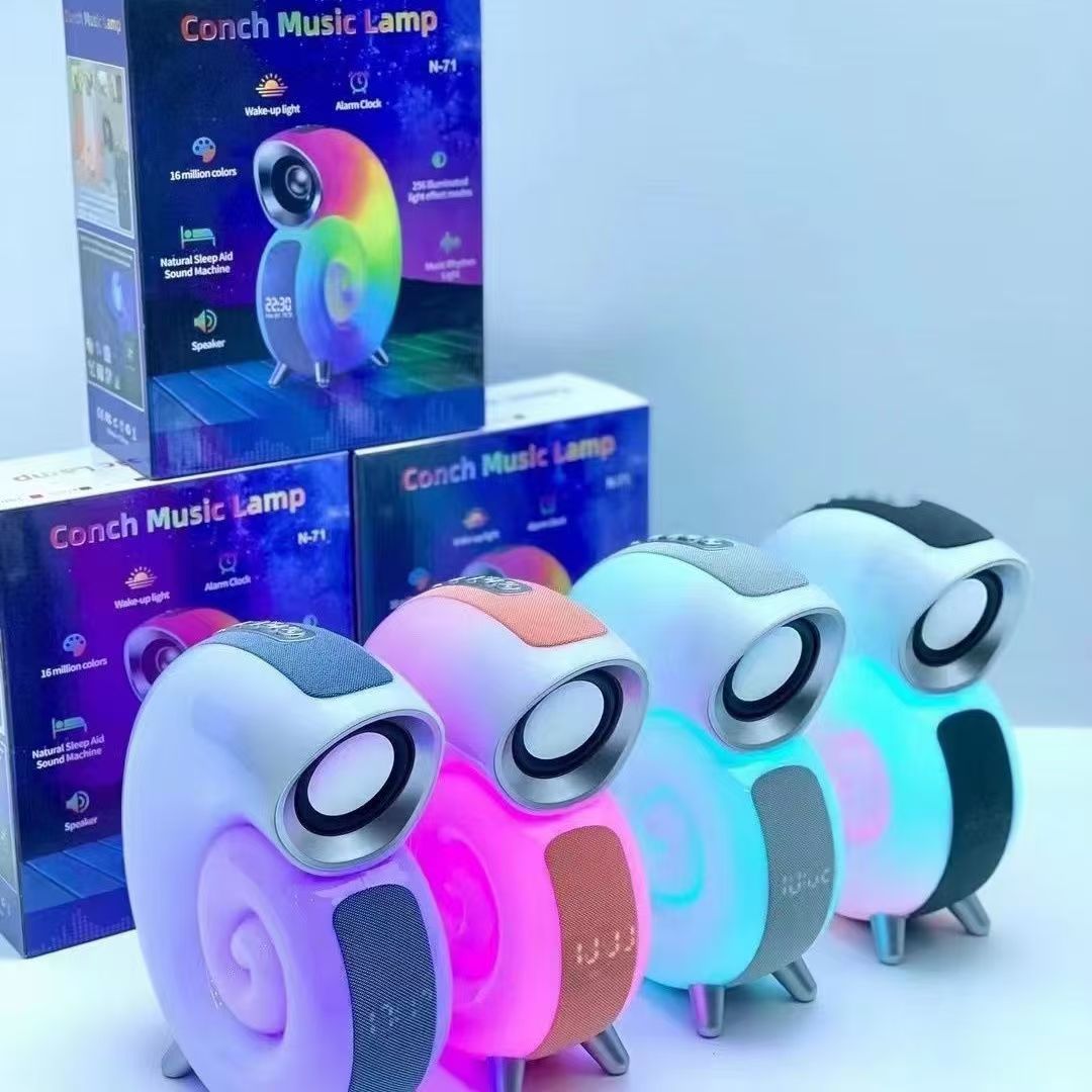 Mobile speaker, wireless conch charging, Bluetooth smart speaker, colorful atmosphere, colorful alarm clock, Bluetooth speaker