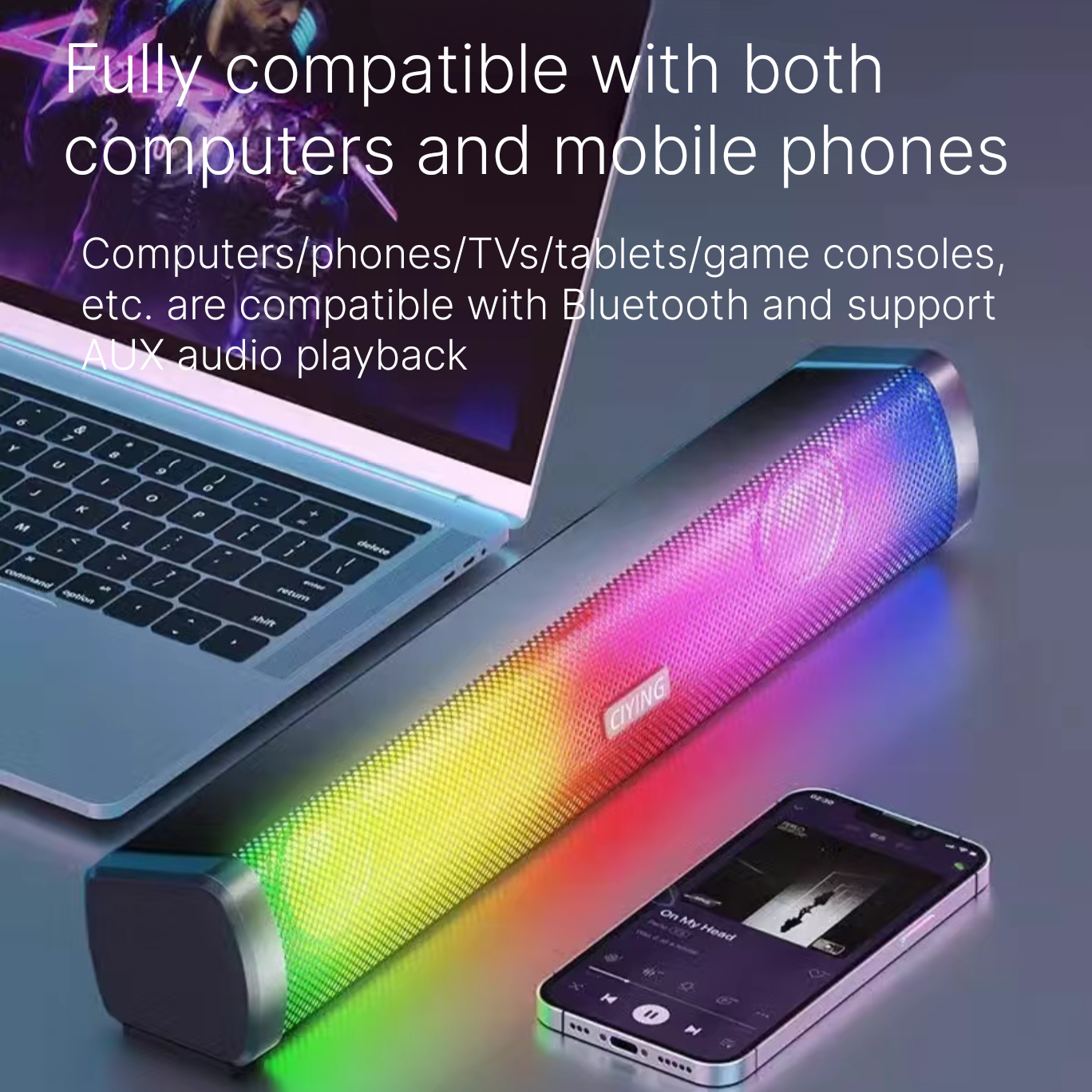 RGB pickup ambient light, voice controlled music rhythm light, car computer, desktop audio, ambient light, e-sports room Bluetooth