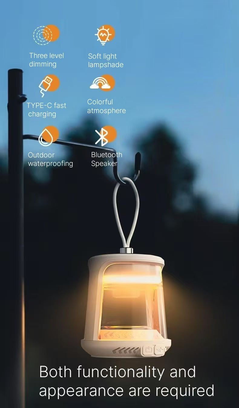 Outdoor camping lights with ultra long endurance, hanging tent lights, ambient lighting, camping lights, charging Bluetooth speaker lights